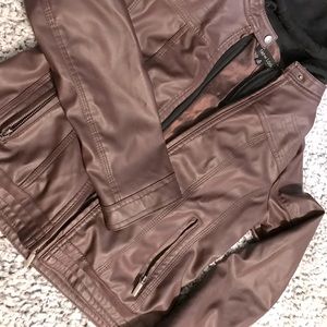 Burgundy faux leather jacket